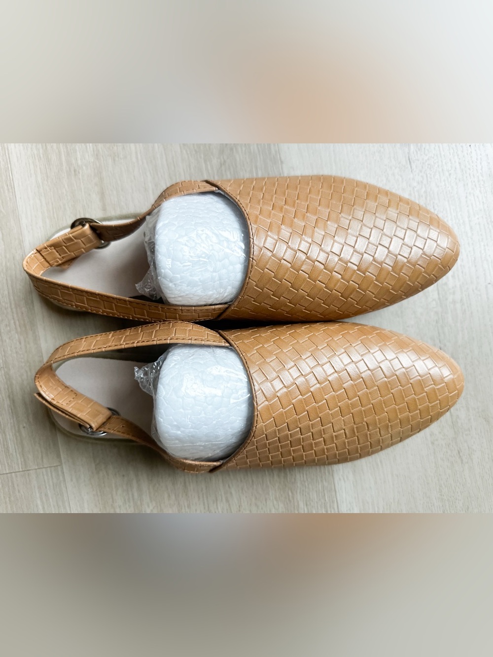 Woven Slingback Flats in Tan